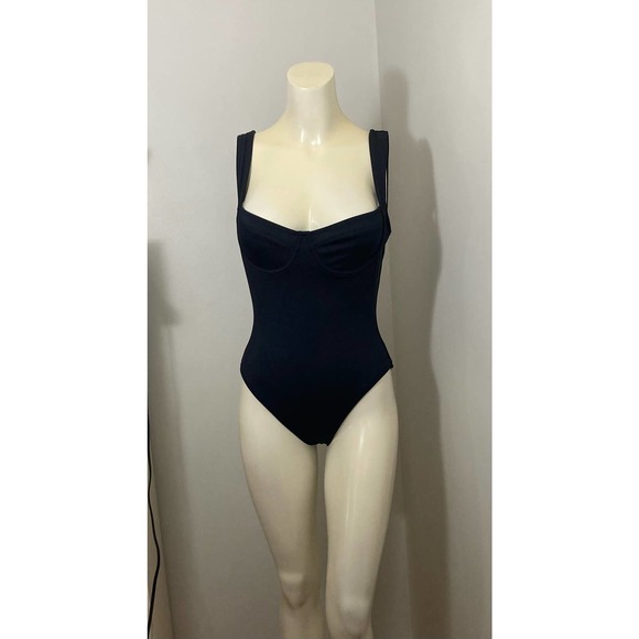 Skims Shaping swimwear underwire one piece xxs built in bra black onyx swim suit - Picture 2 of 9